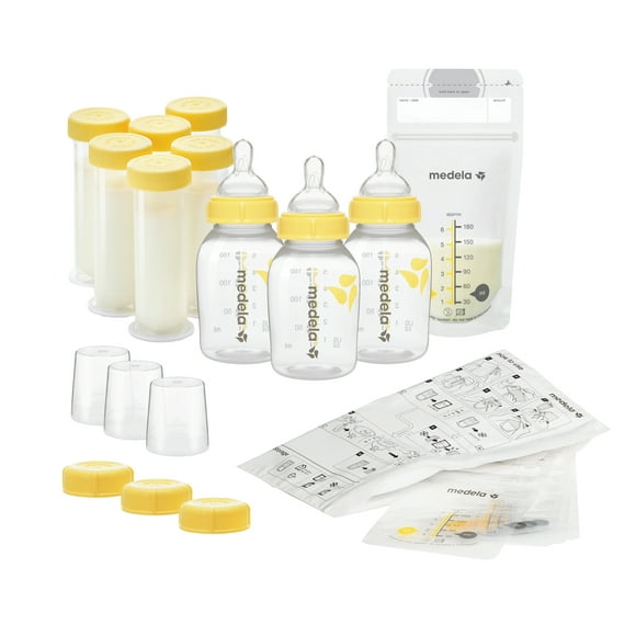 Medela Store and Feed Set includes Breast Milk Storage Bottles, Nipples, Breast Milk Storage Bags