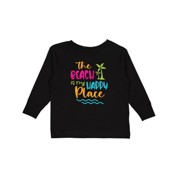 Inktastic Spring Break the Beach is My Happy Place Boys or Girls Long Sleeve Toddler T-Shirt