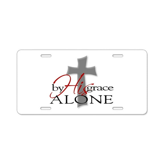 CafePress - By His Grace Alone - Aluminum License Plate, Front License Plate, Vanity Tag