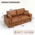 thumbnail image 2 of QuzyAor 71" Modular Loveseat Sofa, PU Leather 2-Seater Small Couch with Pillows, Water-Resistant for Apartment, Brown, 2 of 7