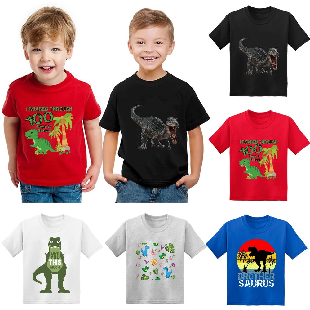 Cartoon Dinosaur Cute Cotton Shirt Relaxed Tops Tees Shirts for Youth Size  S-XL - Walmart.com