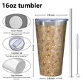 thumbnail image 4 of 16oz Tumblers Brown Christmas Pattern Stainless Steel Vacuum Insulated Double Wall Travel Tumbler Cups Mug with Lid and Straw,Cleaning Brush for Coffee,Tea, 4 of 4