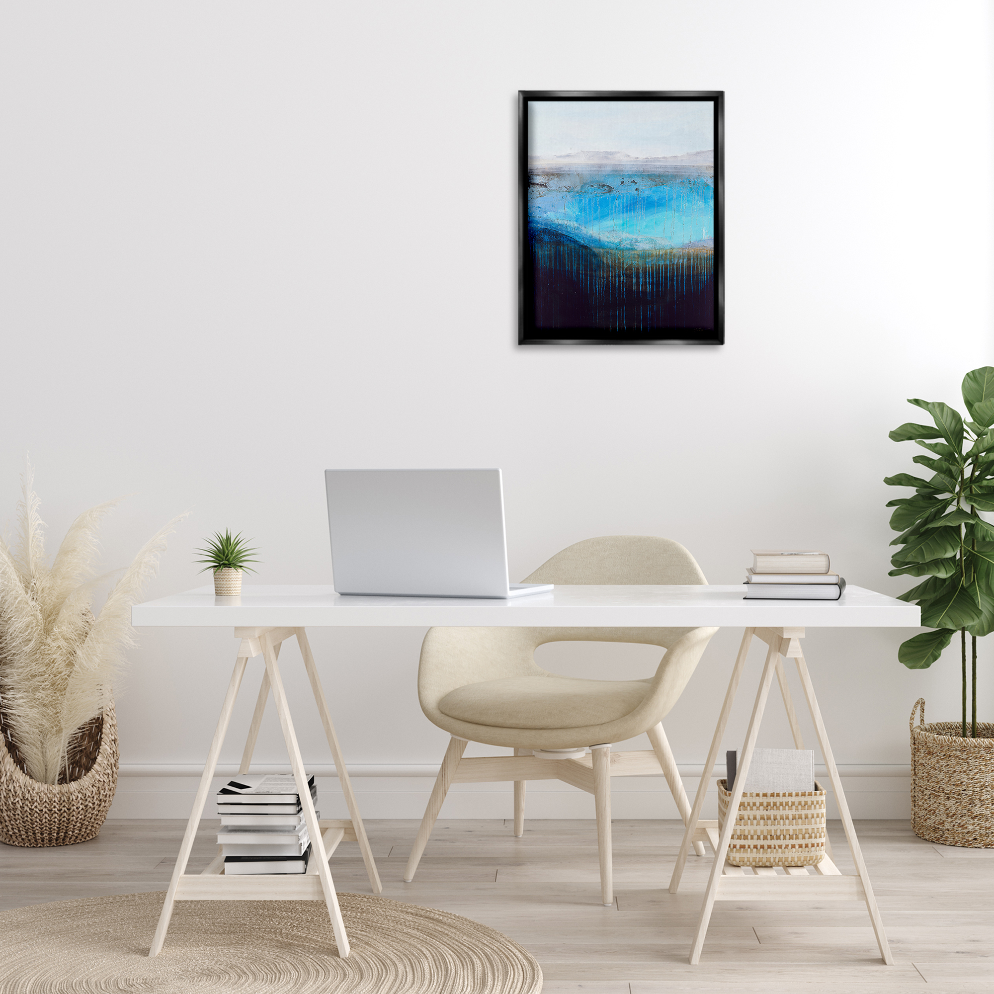 Stupell Industries Intense Abstract Landscape Abstract Painting Black Floater Framed Canvas Art Print Wall Art, 17 x 21
