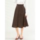 thumbnail image 2 of INSPIRE CHIC Falda Midi De Lunares Vintage Con Cremallera En La Cintura Elástica Para Mujer Marrón XS, 2 of 7