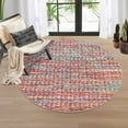 thumbnail image 3 of FairOnly Multicolor 4'x4' Contemporary Non Slip Rount Area Rug for Bedroom Stain Resistant Low Pile Herringbone Pattern Soft Floor Rug for Living Room Kitchen, 3 of 7