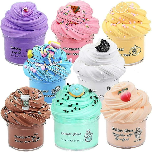 8 Pack Kit de Slime au Beurre, Jouets Anti-Stress pour Filles Garçons 70ml