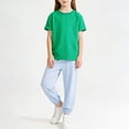 thumbnail image 2 of Tranfacy Tenues d'Été pour Filles Couleur Unie Col Rond Manches Courtes Haut Décontracté avec Pantalon Taille Élastique Ensemble Mode, 2 of 7