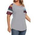 thumbnail image 4 of ZXSXSY Women Plus Size Round Neck Short Sleeves Colorblock Tunic Shirt XL-5XL, 4 of 7