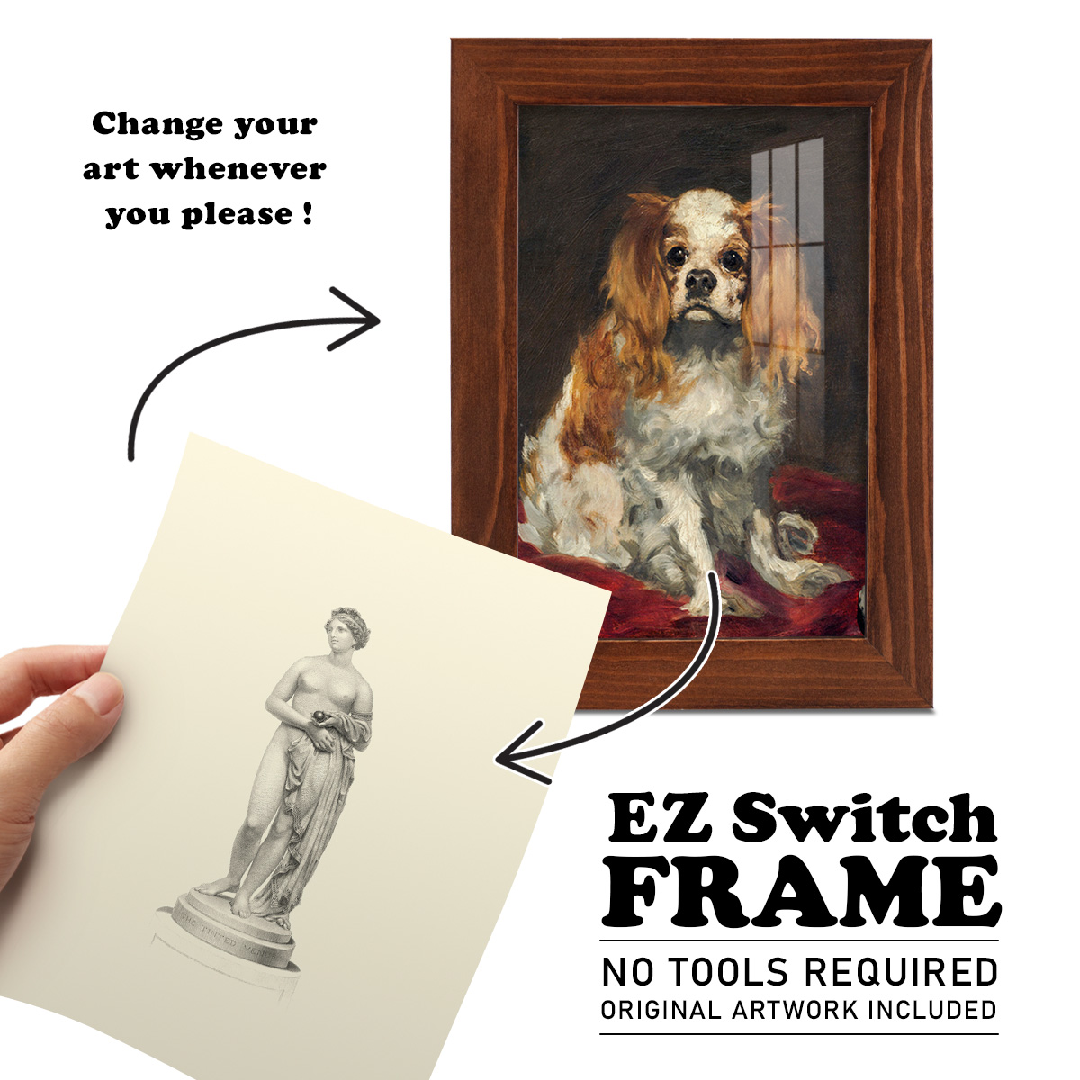 Classical Statuary I -Framed Print w/glass-Chestnut