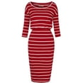thumbnail image 2 of Women'S 3/4 Sleeve Round Neck Hips-Wrapped Casual Office Pencil Dress, 2 of 4