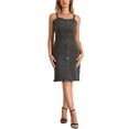 thumbnail image 1 of Vestidos de mezclilla para mujer INSPIRE CHIC, con botones, sin mangas, escote corazón, midi, color gris, talla S, 1 of 6