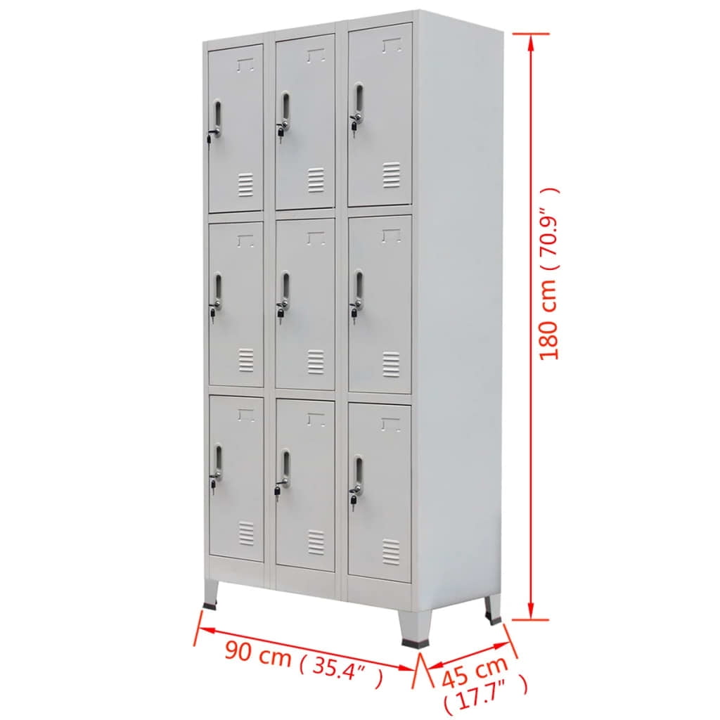 Kepooman 35.4" Home Office Metal Lockable Storage Locker with 9 Compartments, Gray
