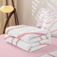 thumbnail image 6 of Homewish Minimalist Stripes Zipper Full Size Comforter Sets with Fitted Sheet and 2 Pillowcases,Contemporary Aesthetic Zipper Bedding Set,Pink,Pink Reversible,4pcs, 6 of 8