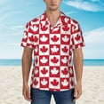 thumbnail image 3 of Canadian Maple Flag Check Mens Hawaiian Shirt Short Sleeve Casual Button Up Tropical Summer Beach Shirt, 3 of 9