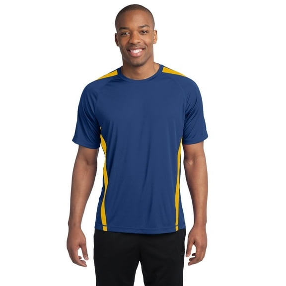 Sport-Tek ST351 Mens Colorblock PosiCharge Competitor Tees, True Royal & Gold - Extra Small
