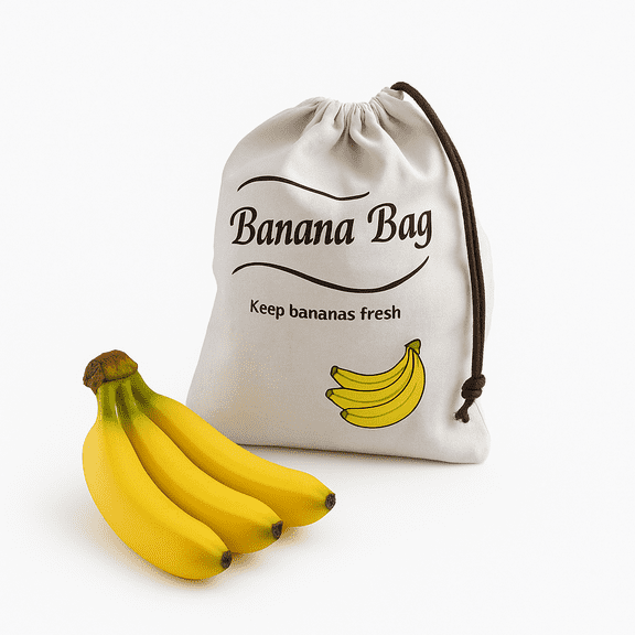 Banana Storage Bag with Drawstring & Side Zipper – Keeps Bananas Fresh Longer, Reusable, 10.75 x 15 Inch, Black Polyester Lining by Dependable Industries