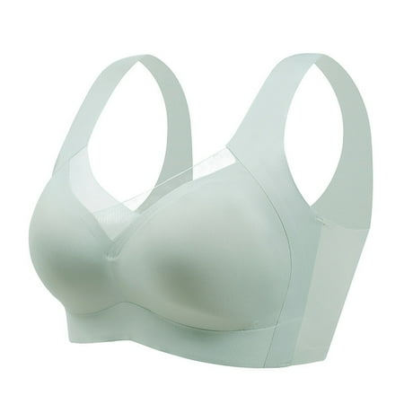 BYHONG Women s Seamless Underwear Women s Summer Thin Large Sized Bra Beautiful Vest Style Integrated Fixed Cup Large Chest Small Bra Gathered Together Women s bras Light Green M