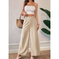thumbnail image 6 of Women'S Elastic Smocked Waist Pants Straight Leg High Rise Long Trousers Apricot L, 6 of 8