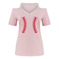 thumbnail image 4 of Wycnly Womens Blouses and Tops Dressy Beach Going out Plus Size Lightweight Comfy Cold Shoulder Tunic Shirts Summer Striped Print V-Neck Short Sleeve Cute Tees Tops Pink XXXL, 4 of 4