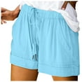 thumbnail image 3 of Womens Shorts Casual Summer Beach Drawstrings Shorts With Pockets Loose Cute Vacation Trendy Clothes, 3 of 7
