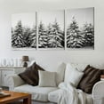 thumbnail image 2 of Nawypu  Framed Canvas Print Wall Art Snow Covered Trees in The Winter Forest Floral Nature Photography Realism Expressive Dark Black and White for Living Room, Bedroom, 12''x16''X3 Panels, 2 of 4