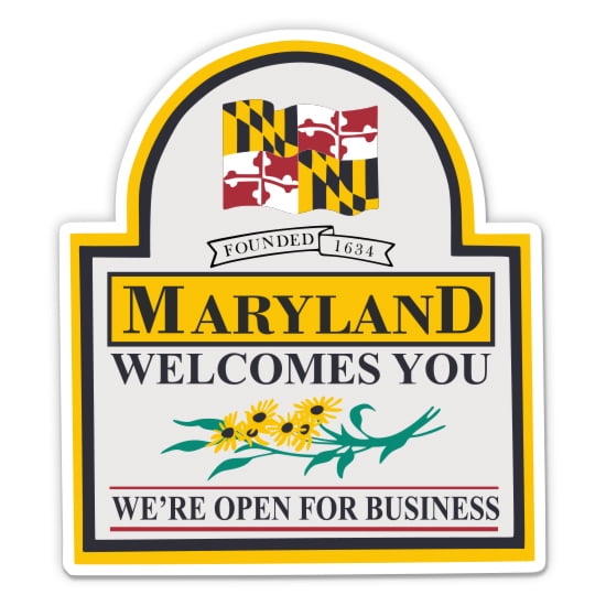 Maryland Welcomes You - 3" Vinyl Sticker - For Car Laptop Water Bottle Phone - Waterproof Decal