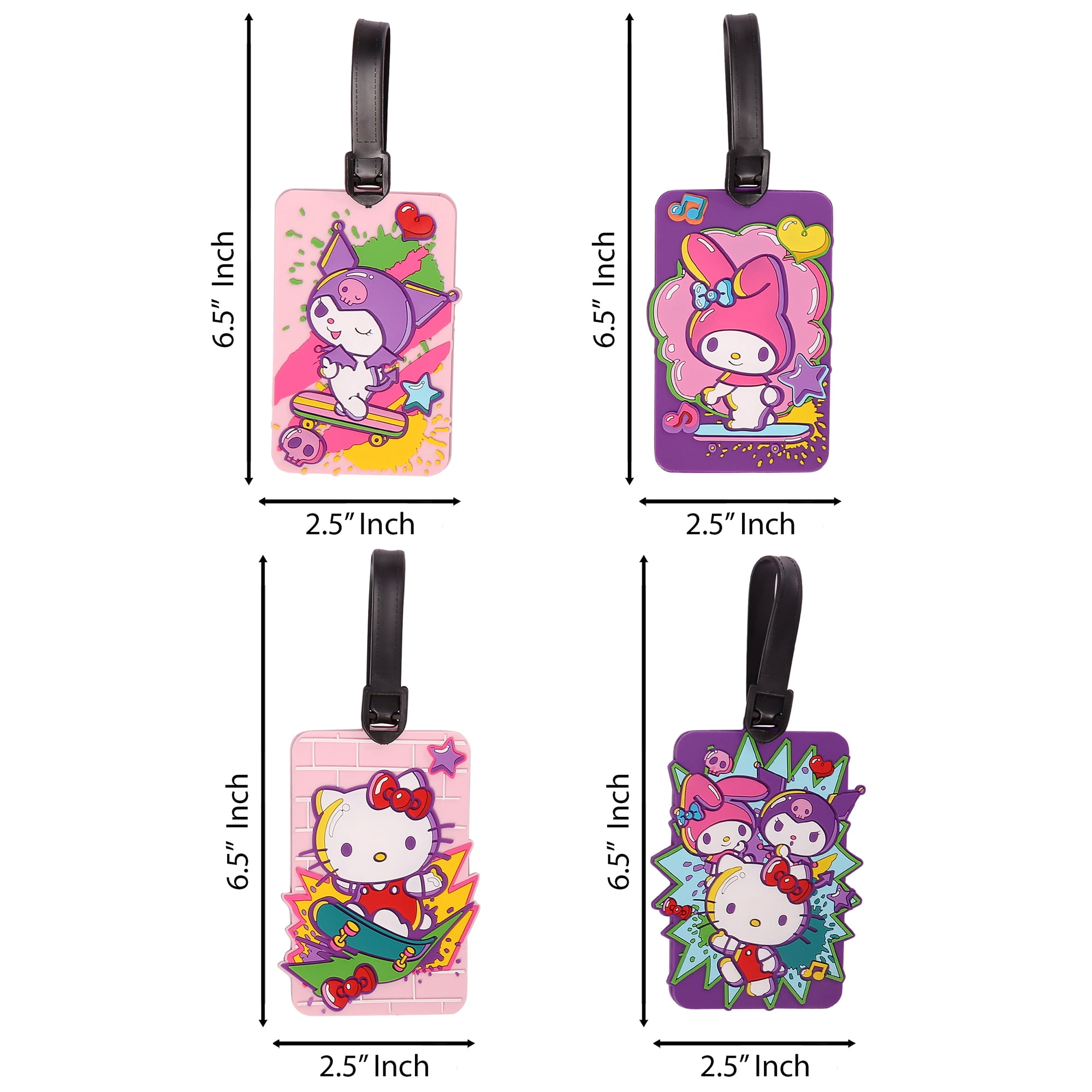 Sanrio Hello Kitty & Friends 4-Piece Luggage Tag Set - Cute Travel Essentials
