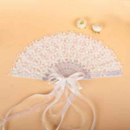 

Wewean Retro folding hand-held fan chinese round fan chinese wedding fan Western Style Wedding Creative Decoration Flowers Wedding Bride Holding Fan Flowerpiece T1875