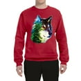 thumbnail image 2 of Earth Wolf Trees Mountains Nature Animal Lover Unisex Crewneck Graphic Sweatshirt, Red, 3XL, 2 of 3