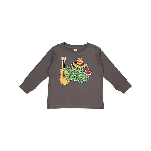 Inktastic Cinco De Mayo with Guitar and Sombrero Boys or Girls Long Sleeve Toddler T-Shirt