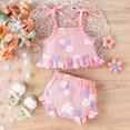 thumbnail image 3 of Happy Town Newborn Baby Girls Summer Clothes Infant Girls Sling Shorts Set for 1-18M, 3 of 7