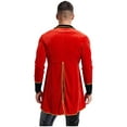 thumbnail image 4 of Mufeng Men's Vintage Velvet Tailcoat Jackets Medieval Victorian Swallowtail Coat Showman Dress Up Red XXL, 4 of 7