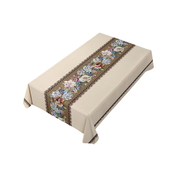 Fiudx Mantel Escandinavo de Pvc Suave y Algodón, Resistente Al Calor y Al Desgarro, Fácil de Limpiar, Multifuncional, Ideal para Mesa de Comedor y de Centro, 120 X 120 Cm.