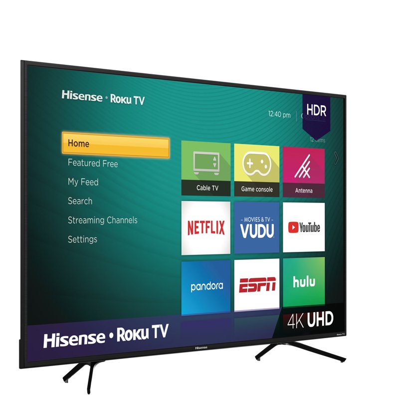 Hisense 65" Class 4K UHD LED Roku Smart TV HDR 65R6E1 front and back view