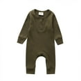 thumbnail image 1 of Baby Boy Girl Button Romper One Piece Solid Color Knit Ribbed Jumpsuit, 1 of 5