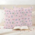 thumbnail image 3 of Easter Rabbits Pillow Covers 2 Pack Spring Bunny Easter Eggs Purple Floral Pink Pillowcase Waterproof Outdoor Throw Pillow Cover for Patio Garden Square Cushion 20”x20”, 3 of 9