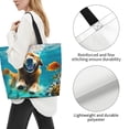 thumbnail image 3 of Pofeuu Dog Underwater Adventure Print Reusable Grocery Bags - Washable, Foldable, Packable Tote, Large Handles, Heavy Duty, Zippered Top Pouch, 3 of 8