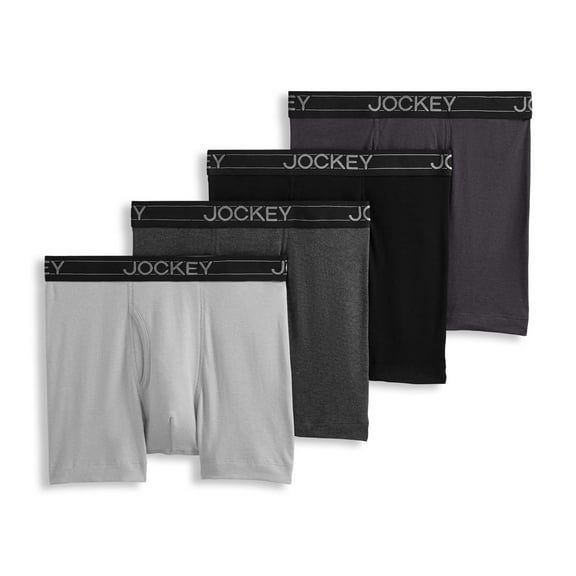 Jockey Men's Lightweight Cotton Blend 5" Boxer Brief - 4 Pack