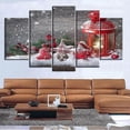 thumbnail image 2 of Holiday Ornaments Christmas Santa Claus 5pcs Hd Canvas Print Home Decor Picture Wall Art Painting Q, 2 of 2
