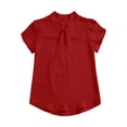 thumbnail image 3 of TOWED22 Chemises à Manches Courtes Col en V Simples pour Femmes Hauts d'Été (Rouge, TTG), 3 of 4