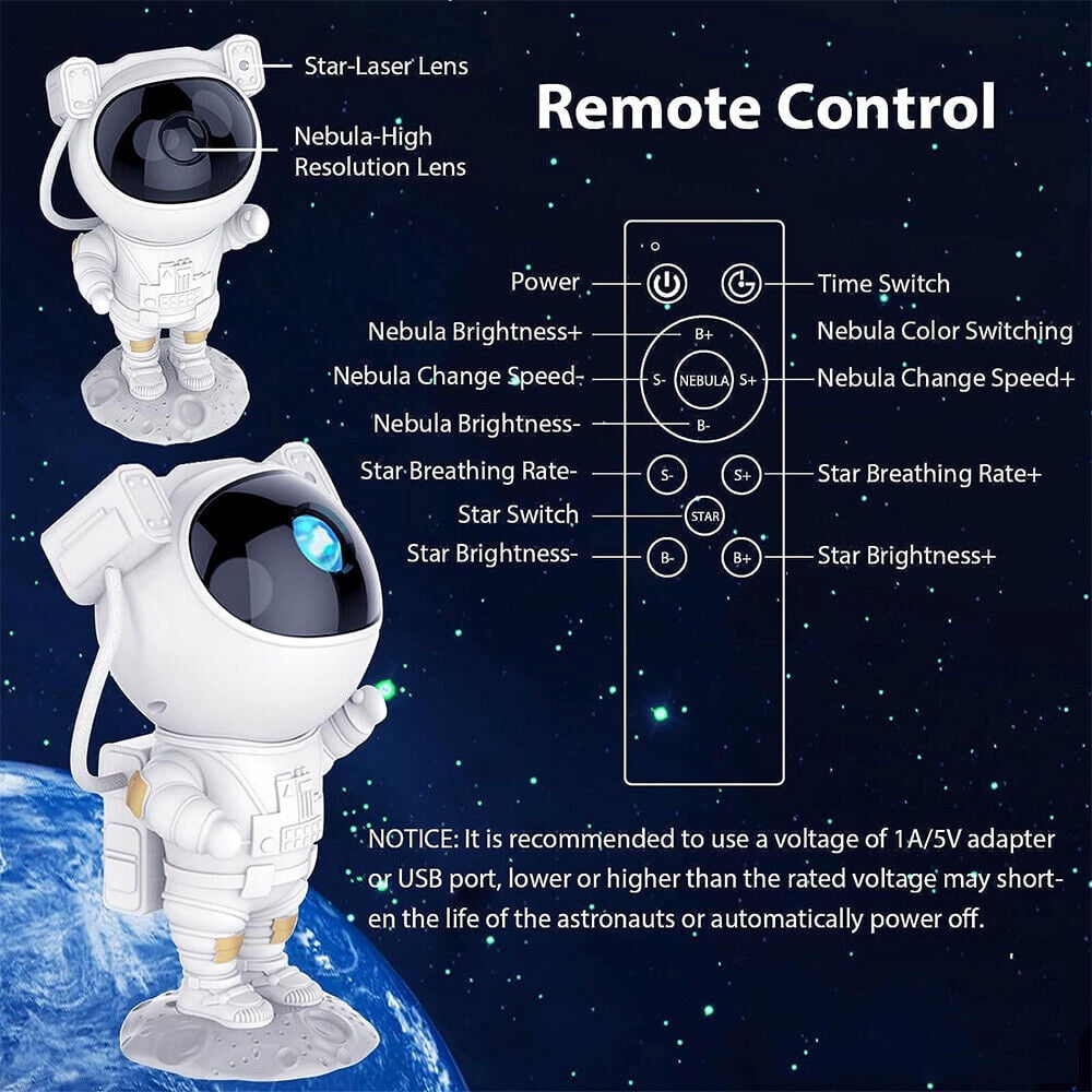 AYAMAYA Astronaut Galaxy Projector Starry Sky Star Nebula Night Light with Remote for Kids Bedroom Home, Black