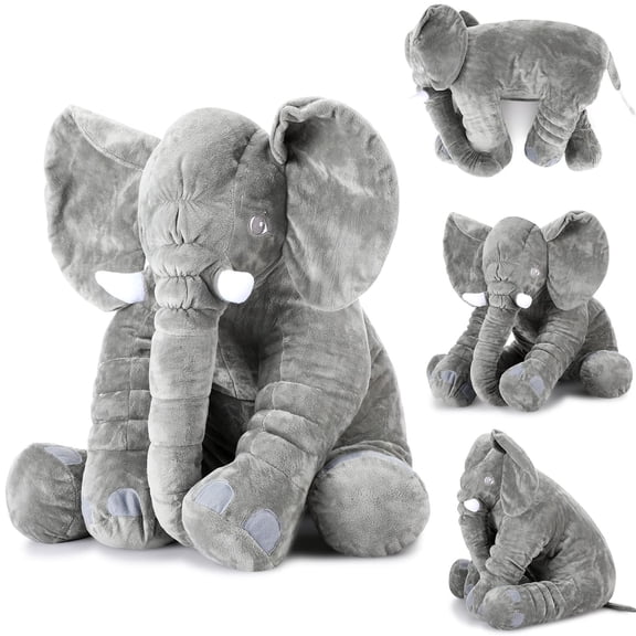 Konexial Giant Stuffed Elephant Plush Animal Pillow Large 15.7 Inch Stuffed Animal Soft Party Favor Huge Gray Elephant Plush Doll for Adult Girlfriend Home Decor