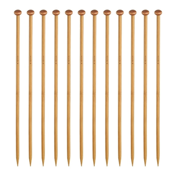 Uxcell 5.5mm Bamboo Knitting Needle Straight Single Pointed 10 Inch Long Wooden Sweater Knitting Needles US Size 9 12PCS