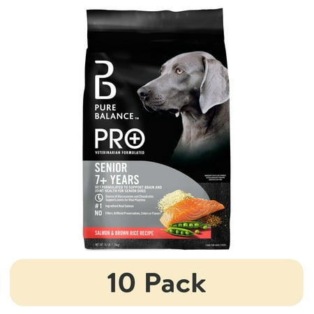 (10 pack) Pure Balance Pro+ Senior Salmon & Brown Rice Recipe Dry Dog Food, 16 lbs