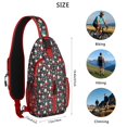 thumbnail image 5 of Sling Backpack,Dark Blue Christmas Santa and Gnome Pattern Crossbody Bag with Water Bottle Holder,Waterproof Sling Bag for Men/Women with Chest Phone Holder for Hiking,Travel, 5 of 6