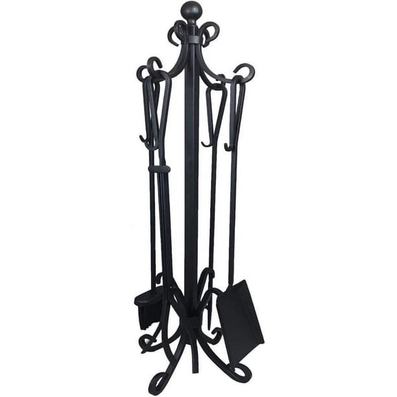 Ashman 5-Piece Black Cast Iron Fireplace Tool Set