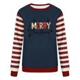 thumbnail image 2 of Christmas Sweatshirts for Women, Letter Print Striped Long Sleeve Crewneck Loose Fit, Fall Holiday Party Graphic Tops S-XXL, 2 of 6