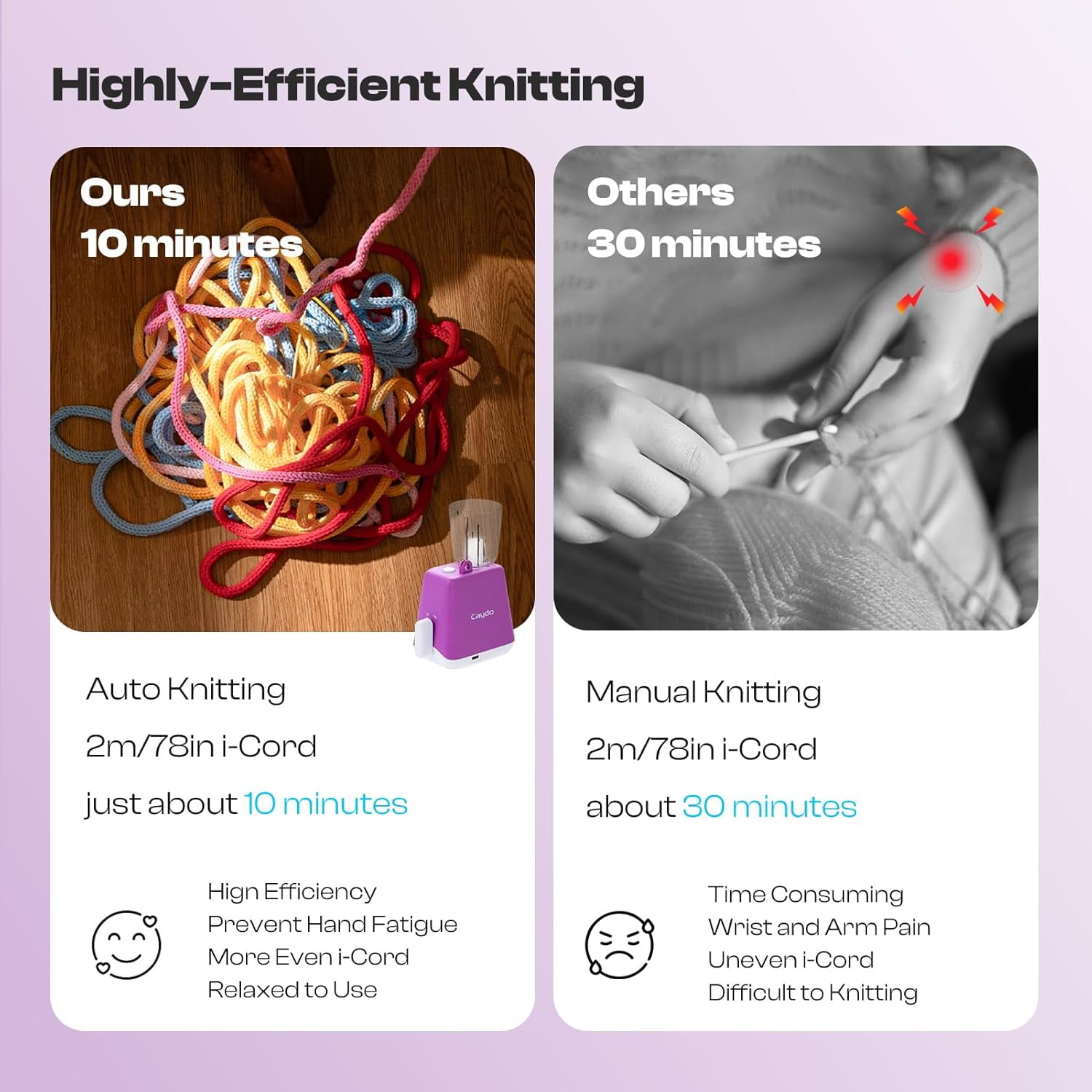 Automatic i Cord Knitting Machine,Electric Efficiently DIY Knitting Crochet Machine for Crocheters(Purple)
