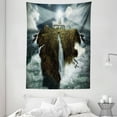 thumbnail image 1 of Lighthouse Decor Wall Hanging Tapestry, Island with Lighthouse Rocks Stormy Sea Crashing Waves Full Moon Lightbeams, Bedroom Living Room Dorm Accessories, 60 X 80 Inches, by Ambesonne, 1 of 1