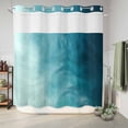 thumbnail image 6 of No Hook Shower Curtain, Blue Teal Ombre Shower Curtains for Bathroom with See Through Top Window, Coastal Beach Modern Abstract Art Waterproof & Washable Bath Curtain 66"x72", 6 of 9